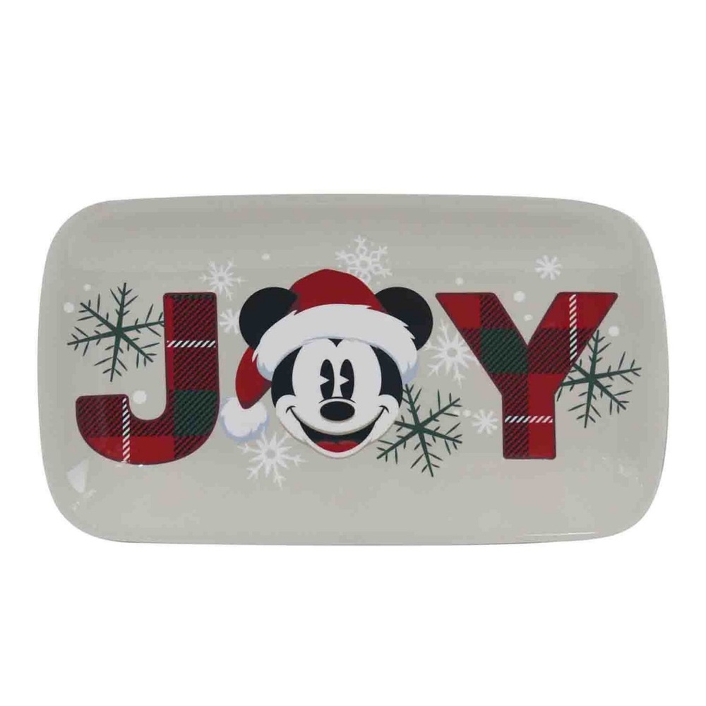 Disney's Mickey Mouse "Joy" Holiday Rectangular Melamine Serving Tray 8x14x0.75”